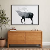 "Silver Elk" - Art Print in Charcoal by Laura Morris - In a Room