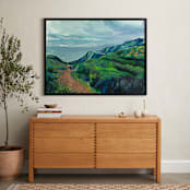 "Malibu Hike" - Art Print in Blue Green by Carol Dysart - In a Room