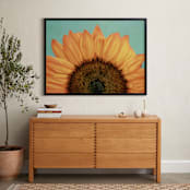 "Happiness is a Sunflower" - Art Print in Sea Green by Debra Butler - In a Room