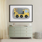 "The Cement-Mixer Truck" - Art Print in Mixer Yellow by Rebecca Marchese - In a Room