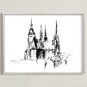 "Prague" - Art Print in Black by Anastasia Makarova - Framed