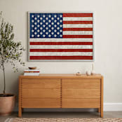 "Rustic American Flag" - Art Print in Navy Blue by Amy Marsh - In a Room