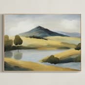 "Blue Mountain" - Art Print in Slate Teal by Corrina Reid - Framed Canvas