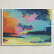 "IndianSummer" - Art Print in Sky Blue by AlisonJerry - Framed Canvas