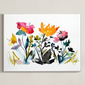 "island wildflowers no.2" - Art Print in gold poppy by Kiana Lee - Framed Canvas
