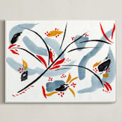 "Bloom on rain" - Art Print in indigo blue by FERNANDA MARTINEZ - Framed Canvas
