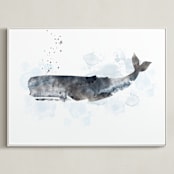 "Whale Series One" - Art Print in charcoal grey by Shirley Lin Schneider - Framed Canvas