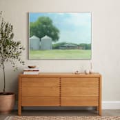 "Two Silos" - Art Print in Sky Blue by Amy Hall - In a Room