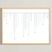 "Dancin' In The Rain" - Art Print in Blue by Amanda Sheil - Framed
