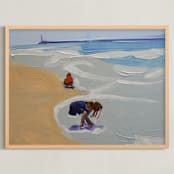 "Zachary and Violet Oxnard I" - Art Print in Cerulean Blue by Annie Seaton - Framed