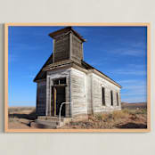 "Lost Church-- New Mexico" - Art Print in desert sky by Kate Binns - Framed