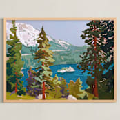 "Bright Ascent, 1" - Art Print in Lake Blue by Jess Franks - Framed