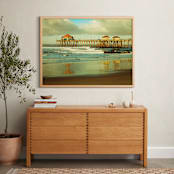 "Huntington Beach Surf Pier" - Art Print in Turquoise blue by Debra Butler - In a Room