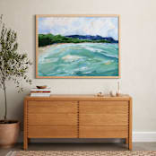 "Golden Light Bay" - Art Print in Turquoise Sea by Sarah Finkel - In a Room