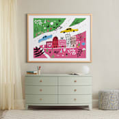 "City State of Mind" - Art Print in Flamingo Pink by Jordan Sondler - In a Room