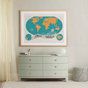 "Map Of The World" - Art Print in Aqua by GeekInk Design - In a Room