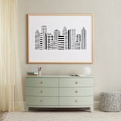 "Linear Cityscape" - Art Print in Black by Daniela - In a Room