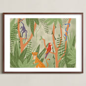 "Jungle Fun" - Art Print in White by Stevee Gomez - Framed