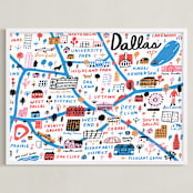 "I Love Dallas" - Art Print in Blue by Jordan Sondler - Framed