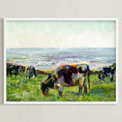 "Marin Cows" - Art Print in Holstein by Alex Elko Design - Framed