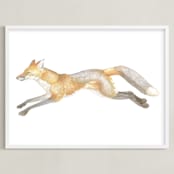 "Swift Fox" - Art Print in fox orange by Natalie Groves - Framed