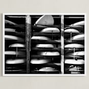 "Hood River Boards" - Art Print in Black & White by Shari Margolin - Framed