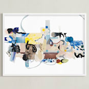 "The Color of Smoke" - Art Print in Sky Blue by Erin McCluskey Wheeler - Framed