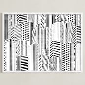 "Linear City" - Art Print in Monochrome by Daniela - Framed
