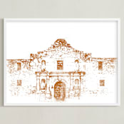 "The Alamo" - Art Print in Rust by Paul Berthelot - Framed
