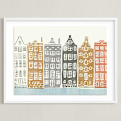"On the Canal" - Art Print in brick by Griffinbell Paper Co. - Framed