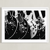 "Guitars, Monochrome" - Art Print in Black by Jason - Framed