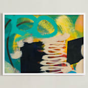 "Profound Blue and Green Series 1" - Art Print in Turquoise by Angela Simeone - Framed