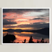 "San Juan Islands Sunset" - Art Print in Salmon Sunset by Sea and Sky - Framed