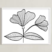 "doodle flowers" - Art Print in black by Ramoncita - aticnomar - Framed