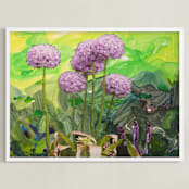 "Toronto Alliums" - Art Print in Light Green by Annie Seaton - Framed