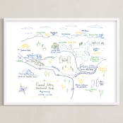 "Grand Teton National Park Map" - Art Print in Dark Blue by Megan Kelso - Framed
