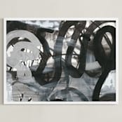 "Black and White Vapor Series 2" - Art Print in Black and White by Angela Simeone - Framed