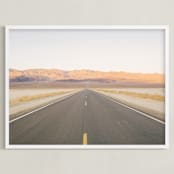 "Sunset Desert Highway" - Art Print in Desert Sunset Peach by Anna Western - Framed