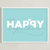 "So Happy Together" - Art Print in Sea Blue by Letter19Design - Framed
