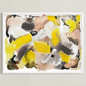 "School Day Abstract" - Art Print in Schoolbus yellow by Erika Firm - Framed