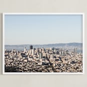 "Downtown San Francisco" - Art Print in Sky Blue by Annie Montgomery - Framed