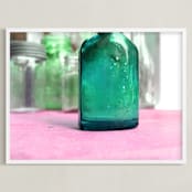 "Glassy" - Art Print in Emerald Blue-Green by Debra Pruskowski - Framed