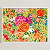 "Floral Composition" - Art Print in Saffron yellow by Alexandra Dzh - Framed