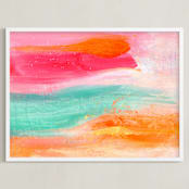 "Neonscape" - Art Print in Hot Pink by Lindsay Megahed - Framed