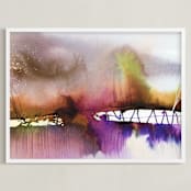 "Landsplashes Series : Bridge" - Art Print in Purple by Marta Spendowska - Framed