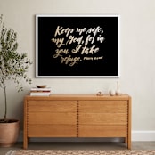 "Psalm 16:1 NIV" - Art Print in Gold by Ramoncita - aticnomar - In a Room
