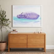 "Hippo Hooray" - Art Print in lilac by Lindsay Megahed - In a Room