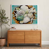 "Sea Shell Swirls" - Art Print in turquoise blue by Debra Butler - In a Room