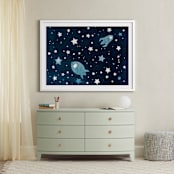 "Through space and time" - Art Print in Prussian blue by raven erebus - In a Room