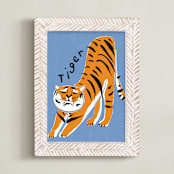 "Tiger Yoga" - Art Print in Tangerine by Inkblot Design - Framed